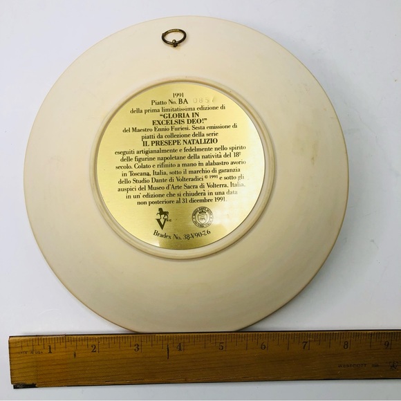 1991 Gloria in Excelsis Deo Angel 3D Plaque Plate Ivory Wall Hanging Decor Italy - Picture 5 of 8